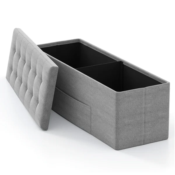 Fabric Folding Storage Ottoman Storage Chest W/ Divider