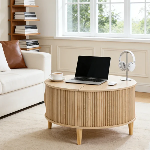 31IN Round Coffee Table w/Storage