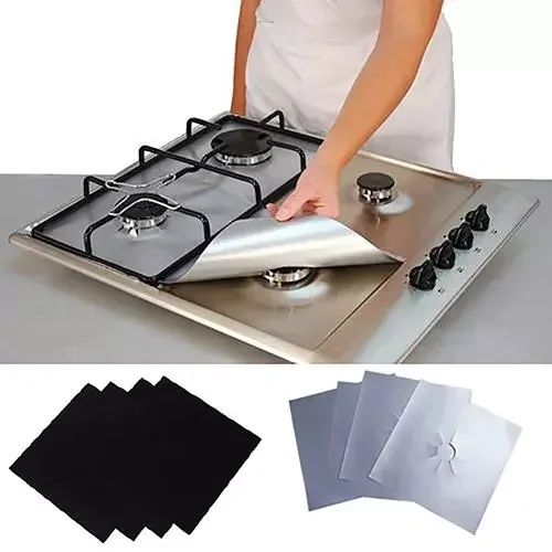4 Pcs Square Foil Gas Hob Protector Liner