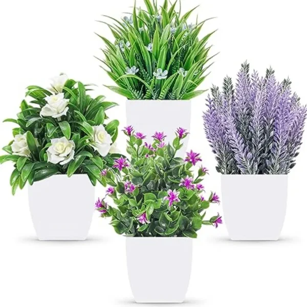 4 Pack Small Potted Faux Plants